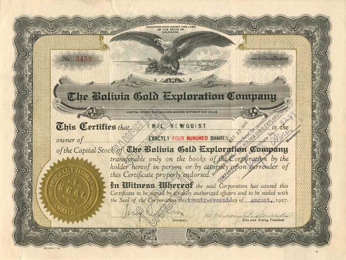 Bolivia Gold Exploration Co.
